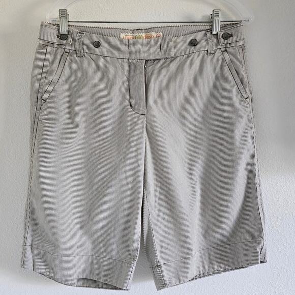 J Crew Pants - J Crew Chino Y2K Low-rise Striped Bermuda Shorts Womens Size 8 Brown White